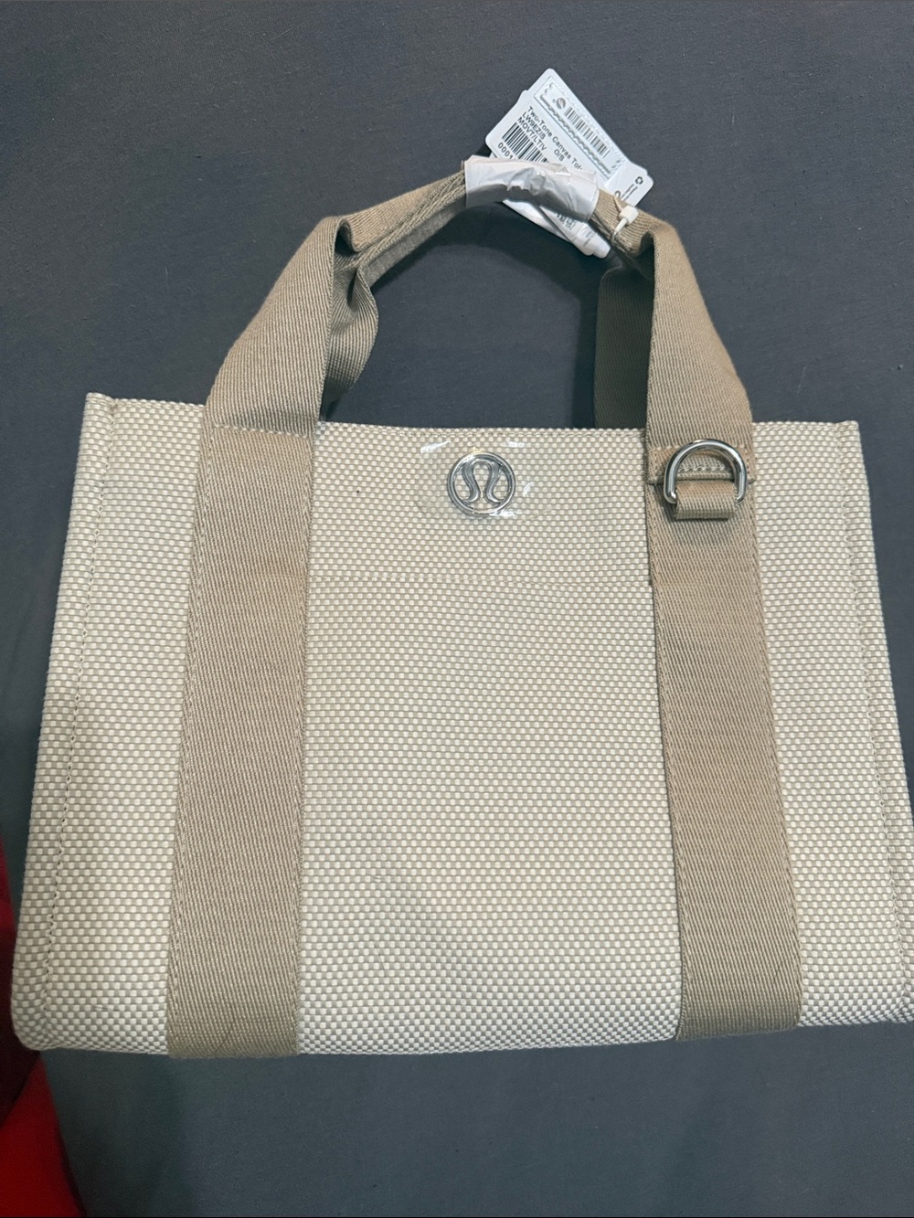 lululemon athletica Tan Canvas Tote Mini with Silver Logo NWT